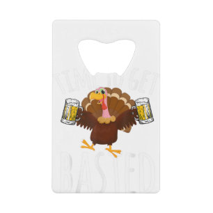 Tijd voor een gebotste grappige Thanksgiving van b Creditkaart Flessenopener