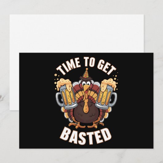 Tijd voor een gebotste grappige Thanksgiving van b Feestdagenkaart (Voorkant / Achterkant)