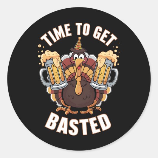 Tijd voor een gebotste grappige Thanksgiving van b Ronde Sticker (Voorkant)