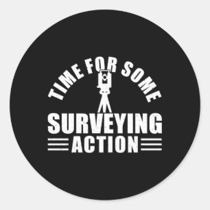 Tijd voor een landmeter voor wat landmetingen ronde sticker