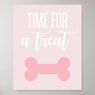 Tijd voor een lekkernij Puppyfeest bord Roze Poster