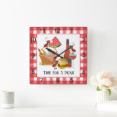 Tijd voor een picknickplein acrylwandklok vierkante klok (Huis)