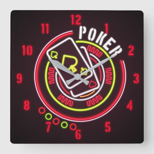 Tijd voor een pokerwandklok vierkante klok (Voorkant)