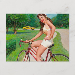 Tijd voor een Ride - Retro Pin-up Girl Briefkaart
