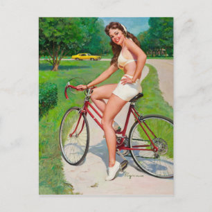 Tijd voor een Ride - Retro Pin-up Girl Briefkaart