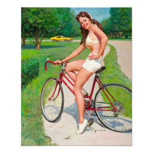 Tijd voor een rit - Retro Pin-up Meisje Foto Afdruk