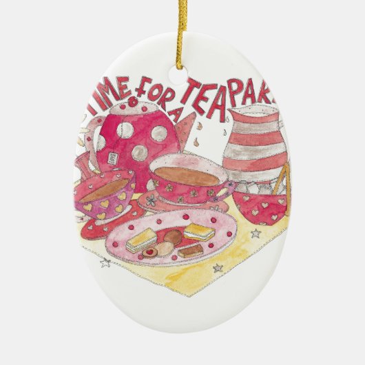 Tijd voor een theaterpartij keramisch ornament (Voorkant)
