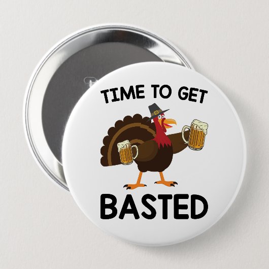Tijd voor een verbijsterde grappige Thanksgiving i Ronde Button 4,0 Cm (Voorkant /achterkant)