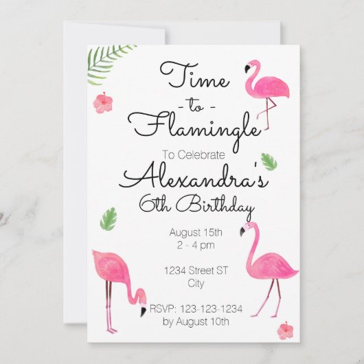 Tijd voor Flamingle Invitation Kaart (Voorkant)