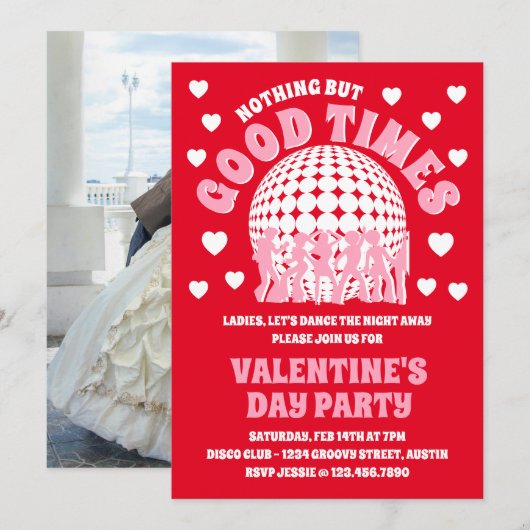 Tijd voor goede tijden Groovy Rode Valentijnsdagfe Kaart (Voorkant / Achterkant)