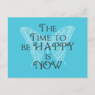 Tijd voor HAPPY Aqua Butterfly Briefkaart