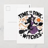 Tijd voor heksen spooky pickleball Halloween   Briefkaart (Voorkant / Achterkant)