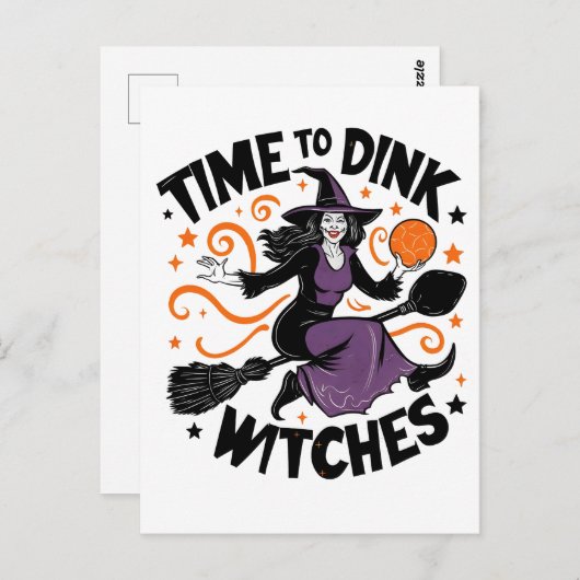 Tijd voor heksen spooky pickleball Halloween   Briefkaart (Voorkant / Achterkant)