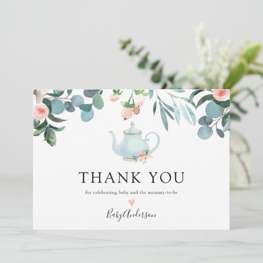 Tijd voor het Baby shower Tea Bedankt (Staand voorkant)