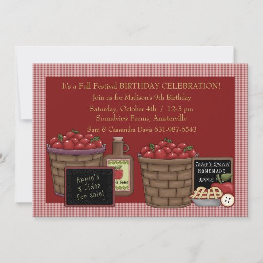 Tijd voor het plukken van appels - uitnodiging van (Voorkant)