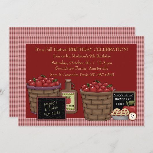 Tijd voor het plukken van appels - uitnodiging van (Voorkant / Achterkant)