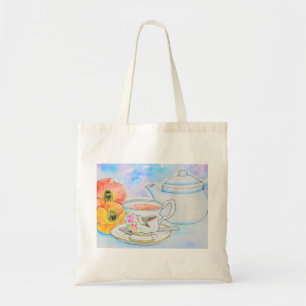 Tijd voor het schilderen van de Waterverf van Tea Tote Bag