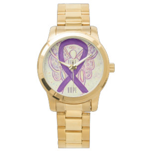 Tijd voor hoop op Paarse bewustwording Ribbon Ange Horloge
