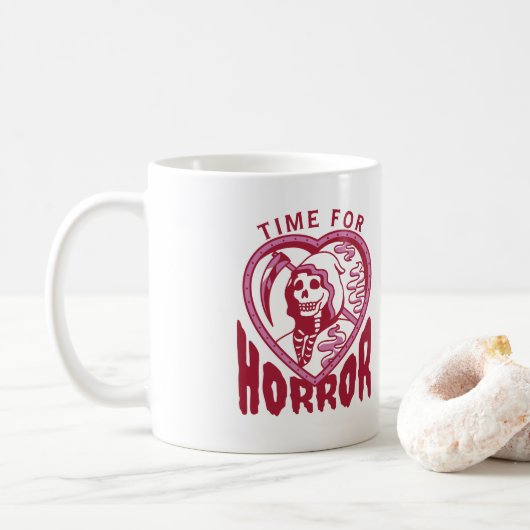 Tijd voor horrorfilms of boekovers koffiemok (Met donut)