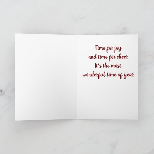 TIJD VOOR "JOY AND CHEER" MERRY CHRISTMAS KAART (Binnen)