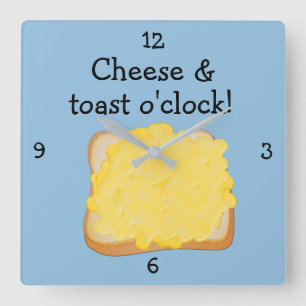 Tijd voor kaas op Toast - Fun Food Thleed Vierkante Klok