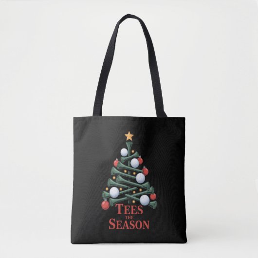 Tijd voor Kerst Golf Grappig Kerstmis Golf Boom Tote Bag (Voorkant)