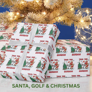 Tijd voor Kerstmis Kerstman Golf Door Par Cadeaupapier