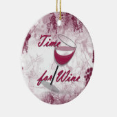 Tijd voor kerstversiering met wijn keramisch ornament (Rechts)