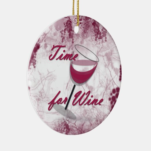 Tijd voor kerstversiering met wijn keramisch ornament (Rechts)