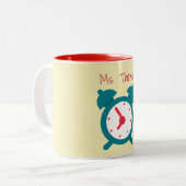 Tijd voor klasseklok tweekleurige koffiemok (Voorkant links)