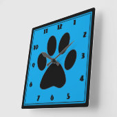 Tijd voor Medium Blue Pawprint Clock voor huisdier Vierkante Klok (Hoek)