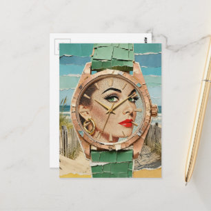 Tijd voor mode Surreal Dames Collage Briefkaart