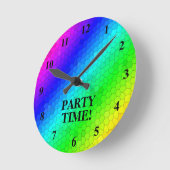 Tijd voor neonregenboogkleur acrylwand ronde klok (Hoek)