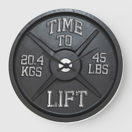 Tijd voor optillen - Barbell Bord Wall Clock Grote Klok (Voorkant)