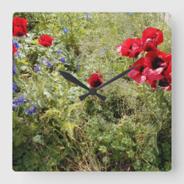 Tijd voor papavers vierkante klok