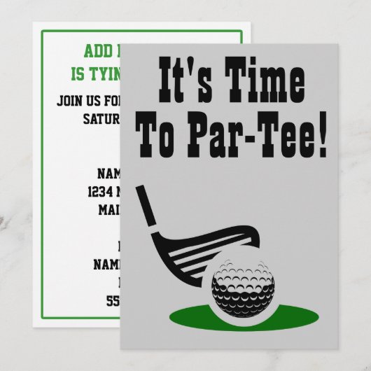 Tijd voor Par-Tee Golf Uitnodiging voor vrijgezell (Voorkant / Achterkant)