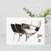 TIJD VOOR PARTIJ INVITATIE VAN DE GLAZEN VAN WIJN KAART (Staand voorkant)