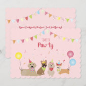 Tijd voor Pawty Birthday-honden Kaart (Voorkant / Achterkant)