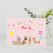 Tijd voor Pawty Birthday-honden Kaart (Staand voorkant)