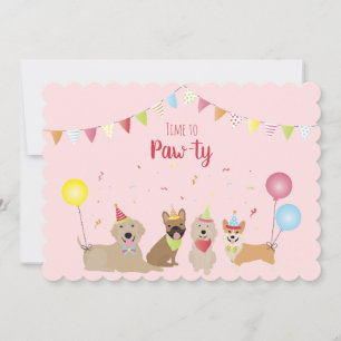 Tijd voor Pawty Birthday-honden Kaart