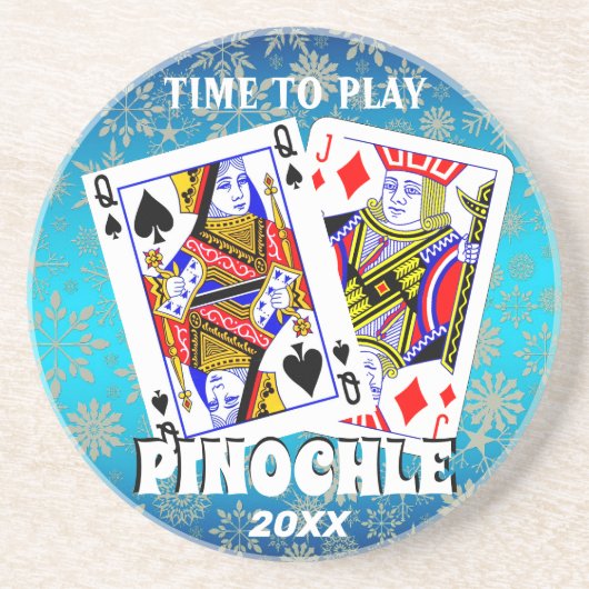 Tijd voor Pinochle Beverage Coaster Zandsteen Onderzetter (Voorkant)