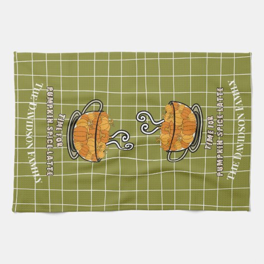 Tijd voor Pumpkin Spice Latte Herfst Aangepaste na Theedoek (Horizontaal)