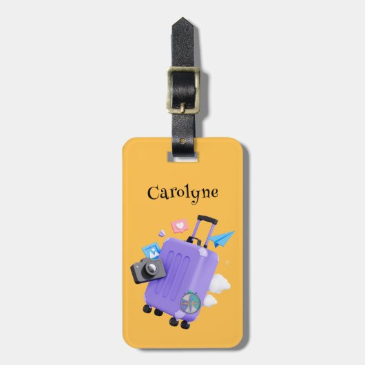 Tijd voor Reis Aangepaste Tekst  Bagagelabel (Voorkant verticaal)