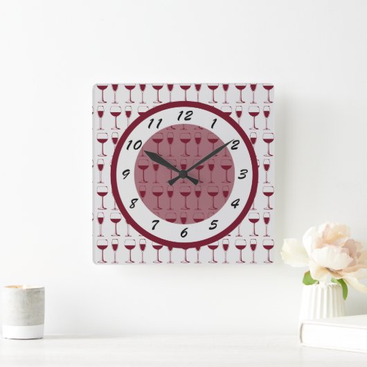 Tijd voor rode wijn vierkante klok (Huis)
