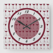 Tijd voor rode wijn vierkante klok (Voorkant)