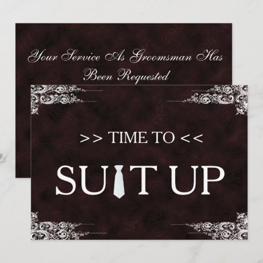 Tijd voor Suitup Black Chalk Board Swirl Kaart (Voorkant / Achterkant)