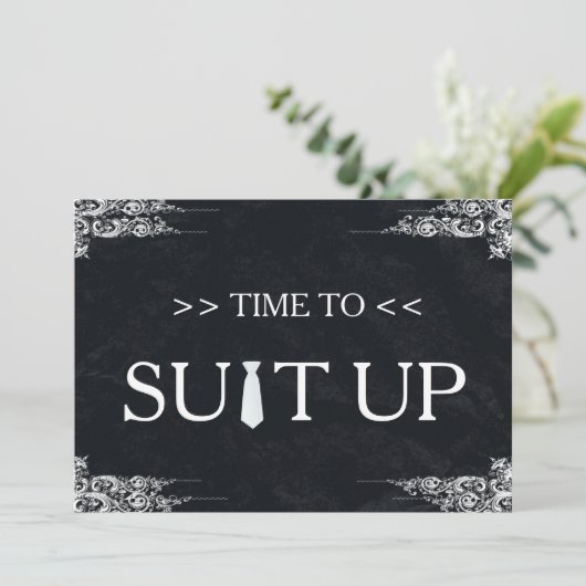 Tijd voor Suitup Black Chalk Board Swirl Kaart (Staand voorkant)