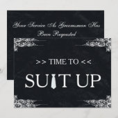 Tijd voor Suitup Black Chalk Board Swirl Kaart (Voorkant / Achterkant)