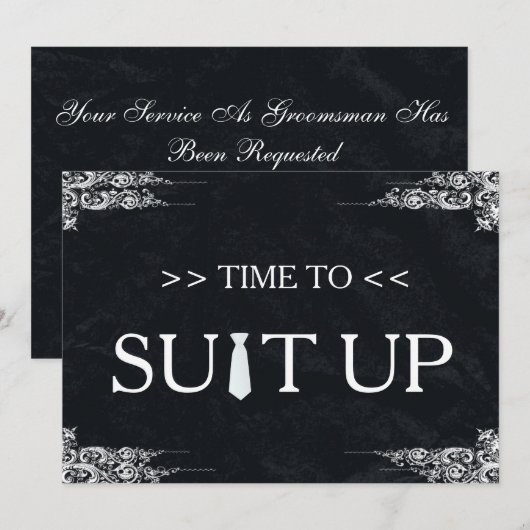 Tijd voor Suitup Black Chalk Board Swirl Kaart (Voorkant / Achterkant)