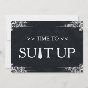 Tijd voor Suitup Black Chalk Board Swirl Kaart